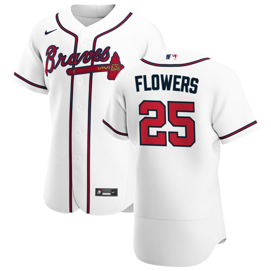 Atlanta Braves #25 Tyler Flowers Men Nike White Home 2020 Authentic Player MLB Jersey